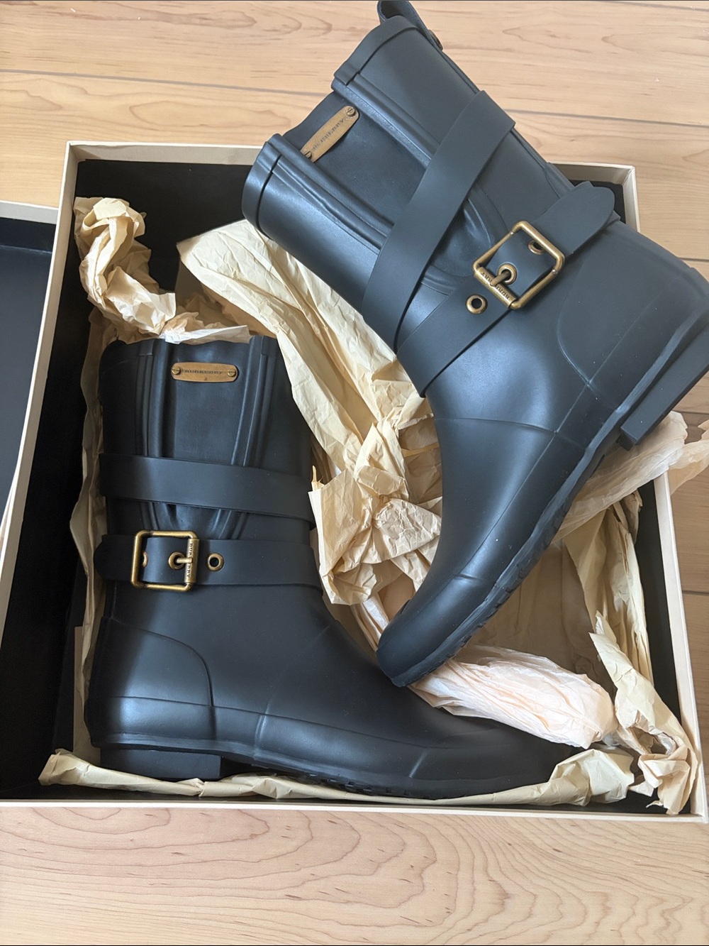 New Burberry Black Rain Boots size 37